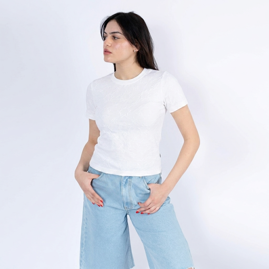 Lee Cooper T-Shirt Maille-20 Flore Femme Nat.